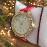 Fashion, accesorii si bijuterii - Femei - Bijuterii femei - Ceasuri femei - Set ceas casual de dama cu bratara inclusa, mecanism quartz, display analog, curea roz lacuit, inchidere catarama - Infinity.ro