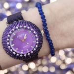 Fashion, accesorii si bijuterii - Femei - Bijuterii femei - Ceasuri femei - Set ceas casual de dama cu bratara inclusa, mecanism quartz, display analog, bratara mov, inchidere magnetica - Infinity.ro