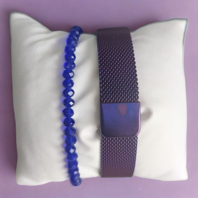 Fashion, accesorii si bijuterii - Femei - Bijuterii femei - Ceasuri femei - Set ceas casual de dama cu bratara inclusa, mecanism quartz, display analog, bratara mov, inchidere magnetica - Infinity.ro