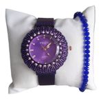 Fashion, accesorii si bijuterii - Femei - Bijuterii femei - Ceasuri femei - Set ceas casual de dama cu bratara inclusa, mecanism quartz, display analog, bratara mov, inchidere magnetica - Infinity.ro