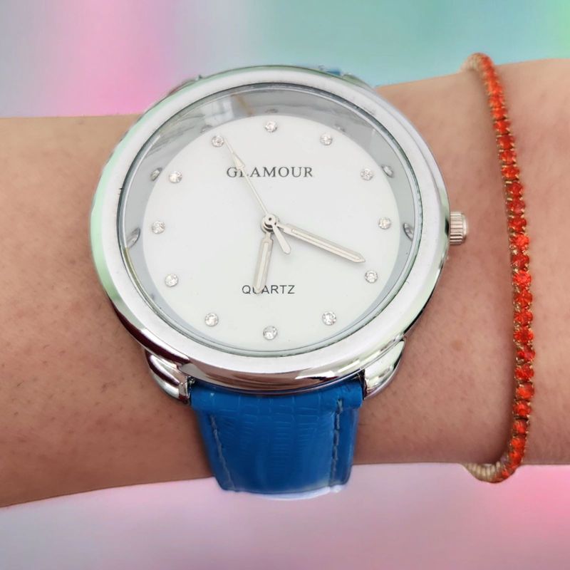 Fashion, accesorii si bijuterii - Femei - Bijuterii femei - Ceasuri femei - Set ceas casual de dama cu bratara inclusa, mecanism quartz, display analog, curea albastra, inchidere catarama - Infinity.ro