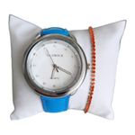 Fashion, accesorii si bijuterii - Femei - Bijuterii femei - Ceasuri femei - Set ceas casual de dama cu bratara inclusa, mecanism quartz, display analog, curea albastra, inchidere catarama - Infinity.ro