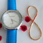 Fashion, accesorii si bijuterii - Femei - Bijuterii femei - Ceasuri femei - Set ceas casual de dama cu bratara inclusa, mecanism quartz, display analog, curea albastra, inchidere catarama - Infinity.ro