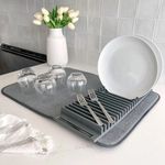 Casa si Gradina - Bucatarie si vesela - Organizare si depozitare bucatarie - Scurgator vase - Scurgator de vase si tacamuri pliabil, cu covoras absorbant din microfibra - Infinity.ro