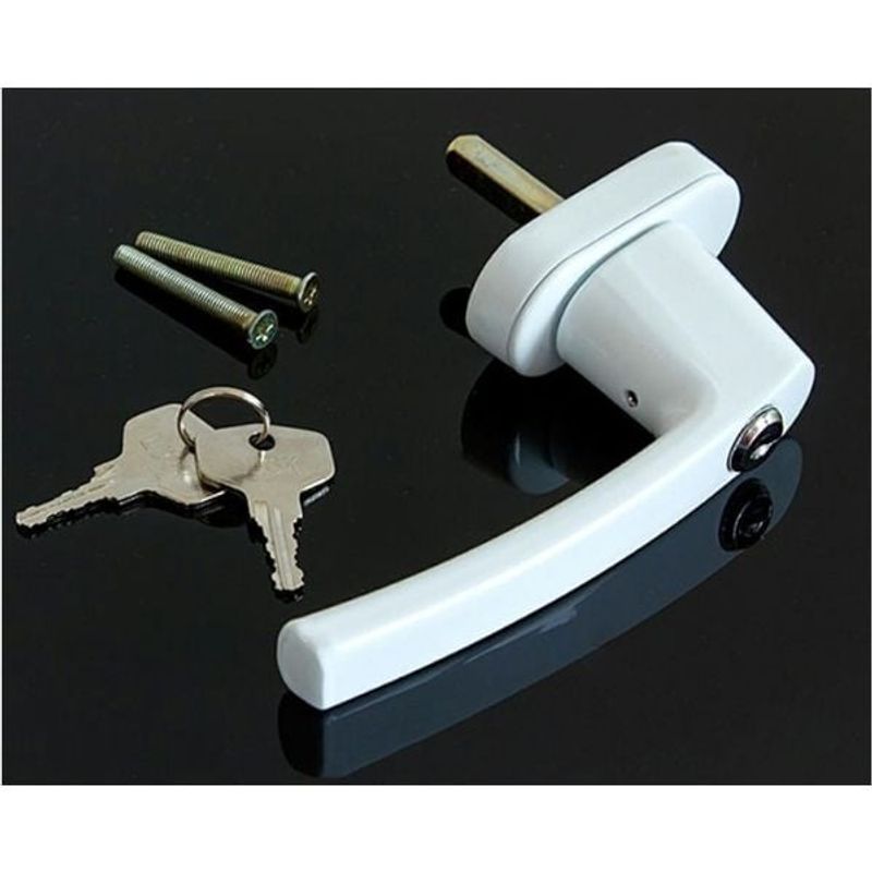 Casa si Gradina - Constructii - Ferestre si accesorii - Accesorii ferestre - Maner pentru ferestre din PVC, pentru geam de 35 mm cu sistem de blocare cu cheie, Alb, Alb - Infinity.ro