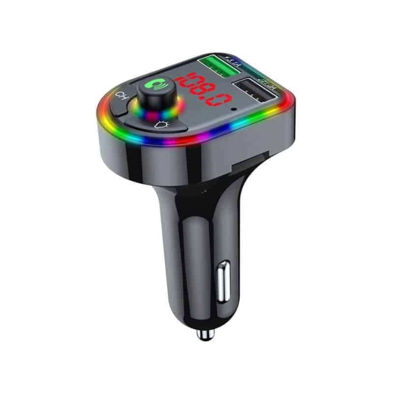 Auto si Moto - Electronice auto - Accesorii electronice auto - Modulator FM, cu Bluetooth 5.0, incarcare rapida, 3 porturi de incarcare, RGB, negru - Infinity.ro