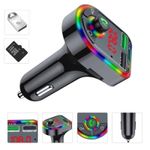 Auto si Moto - Electronice auto - Accesorii electronice auto - Modulator FM, cu Bluetooth 5.0, incarcare rapida, 3 porturi de incarcare, RGB, negru - Infinity.ro