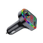 Auto si Moto - Electronice auto - Accesorii electronice auto - Modulator FM, cu Bluetooth 5.0, incarcare rapida, 3 porturi de incarcare, RGB, negru - Infinity.ro
