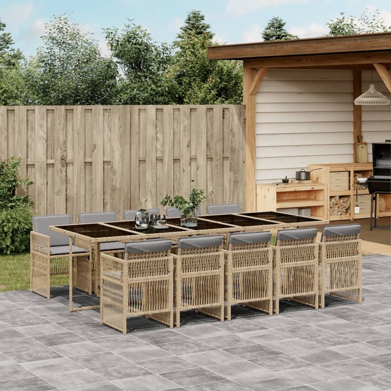 Casa si Gradina - Gradina si terasa - Mobilier exterior - Seturi mobila gradina - Set mobilier de gradina cu perne, 11 piese, gri, poliratan - Infinity.ro