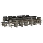 Casa si Gradina - Gradina si terasa - Mobilier exterior - Seturi mobila gradina - Set mobilier de gradina cu perne, 17 piese, gri, poliratan - Infinity.ro