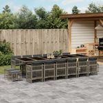 Casa si Gradina - Gradina si terasa - Mobilier exterior - Seturi mobila gradina - Set mobilier de gradina cu perne, 17 piese, gri, poliratan - Infinity.ro