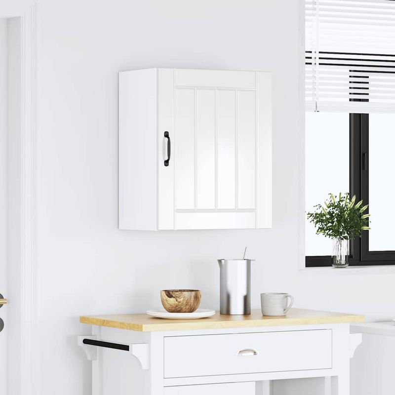 Casa si Gradina - Mobilier - Comode si corpuri - Corpuri bucatarie - Dulap de bucatarie "Lucca" din lemn prelucrat alb lucios, mărime 50x31x60 cm, model 1x dulap de perete (1 ușă) - Infinity.ro