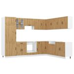 Casa si Gradina - Mobilier - Comode si corpuri - Corpuri bucatarie - Set dulap de bucatarie 14 piese „Lucca” stejar artizanal lemn - Infinity.ro