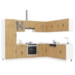 Casa si Gradina - Mobilier - Comode si corpuri - Corpuri bucatarie - Set dulap de bucatarie 14 piese „Lucca” stejar artizanal lemn - Infinity.ro