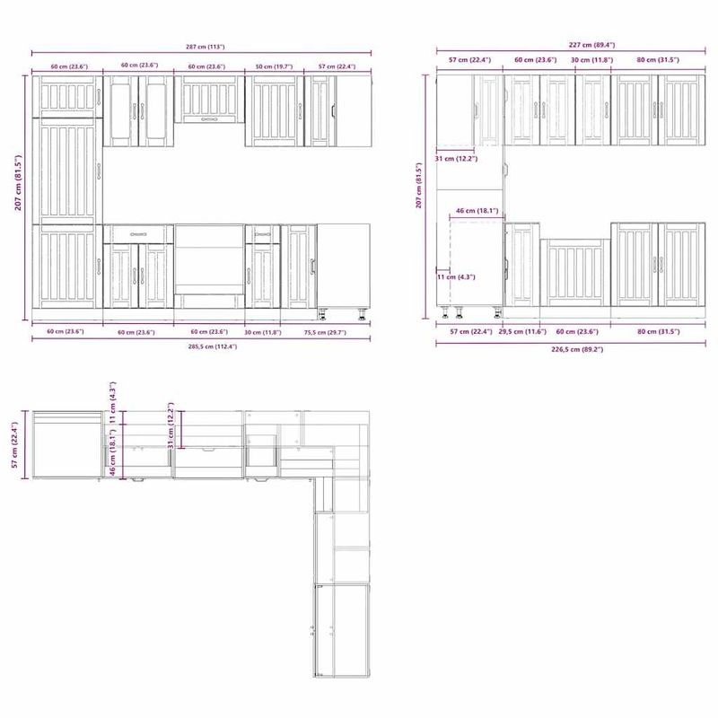 Casa si Gradina - Mobilier - Comode si corpuri - Corpuri bucatarie - Set dulap de bucatarie 14 piese „Lucca” stejar artizanal lemn - Infinity.ro