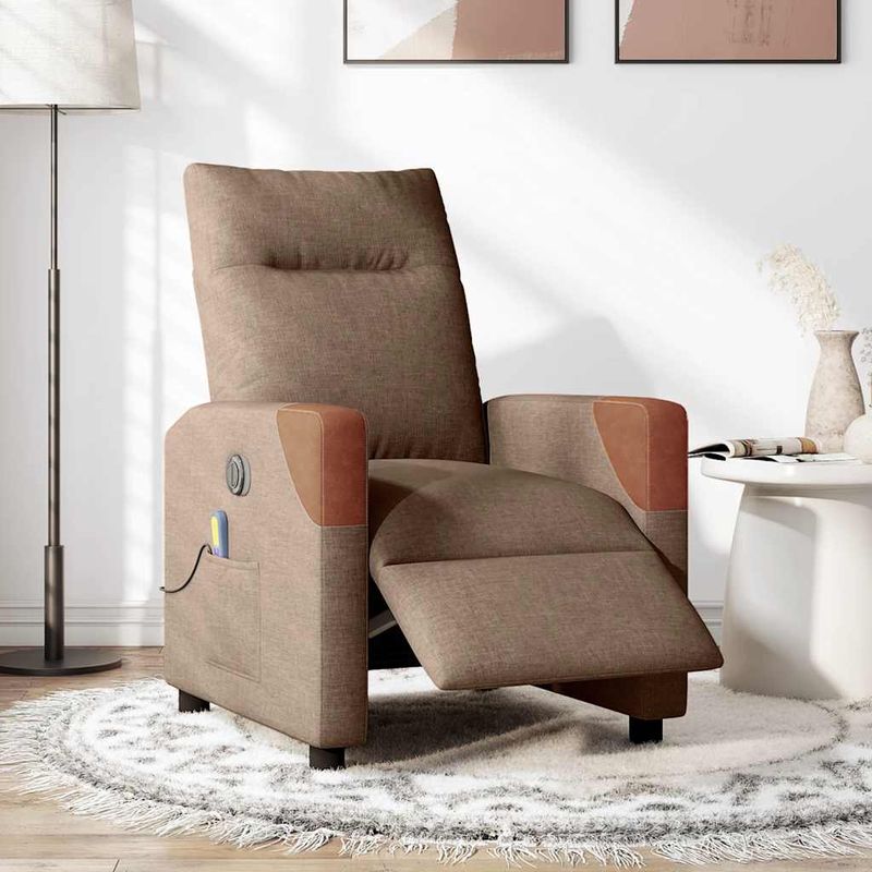 Ingrijire personala si Cosmetice - Sanatate si wellness - Articole wellness - Fotolii de masaj - Fotoliu electric de masaj rabatabil, maro, textil - Infinity.ro