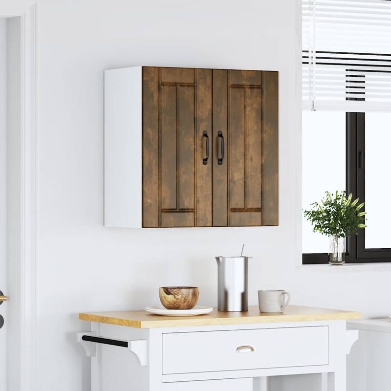 Casa si Gradina - Mobilier - Comode si corpuri - Corpuri bucatarie - Dulap de bucatarie "Lucca" din lemn de stejar afumat, model 1x dulap de perete (2 uși), mărime 60x31x60 cm - Infinity.ro