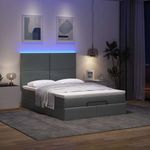Casa si Gradina - Mobilier - Paturi si accesorii - Paturi - Cadru pat otoman cu saltea tesatura gri inchis 140x190cm - Infinity.ro