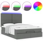 Casa si Gradina - Mobilier - Paturi si accesorii - Paturi - Cadru pat otoman cu saltea tesatura gri inchis 140x190cm - Infinity.ro