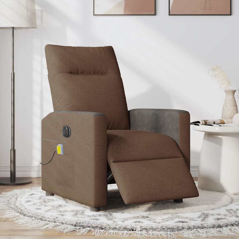 Ingrijire personala si Cosmetice - Sanatate si wellness - Articole wellness - Fotolii de masaj - Fotoliu electric de masaj rabatabil, maro, textil - Infinity.ro