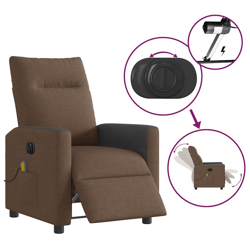 Ingrijire personala si Cosmetice - Sanatate si wellness - Articole wellness - Fotolii de masaj - Fotoliu electric de masaj rabatabil, maro, textil - Infinity.ro