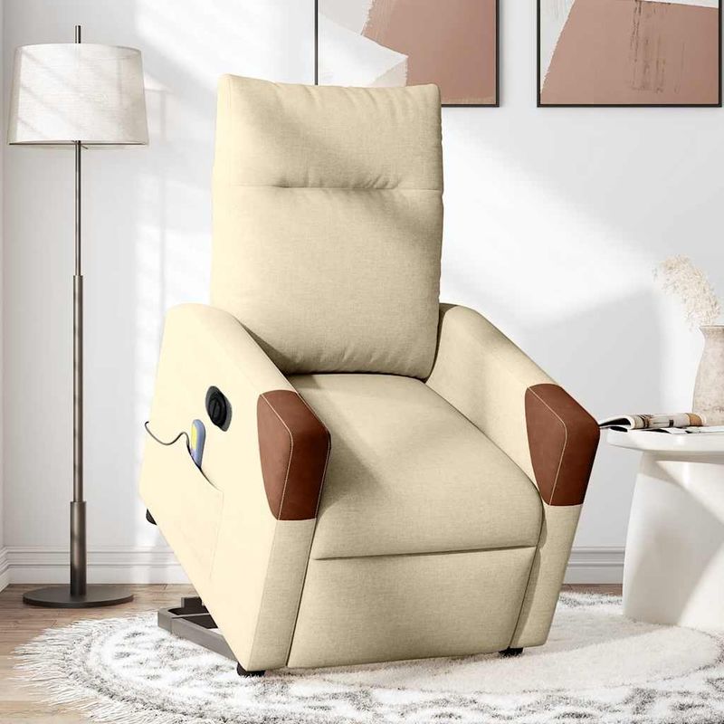 Ingrijire personala si Cosmetice - Sanatate si wellness - Articole wellness - Fotolii de masaj - Fotoliu electric de masaj rabatabil cu ridicare, crem, textil - Infinity.ro