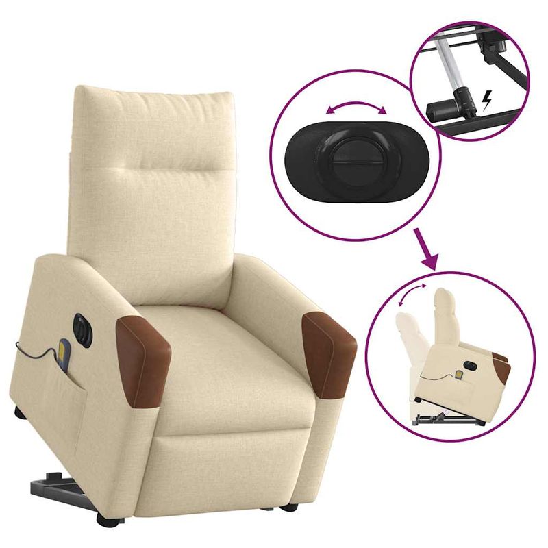 Ingrijire personala si Cosmetice - Sanatate si wellness - Articole wellness - Fotolii de masaj - Fotoliu electric de masaj rabatabil cu ridicare, crem, textil - Infinity.ro