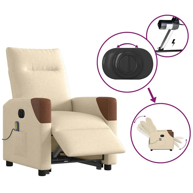 Ingrijire personala si Cosmetice - Sanatate si wellness - Articole wellness - Fotolii de masaj - Fotoliu electric de masaj rabatabil cu ridicare, crem, textil - Infinity.ro