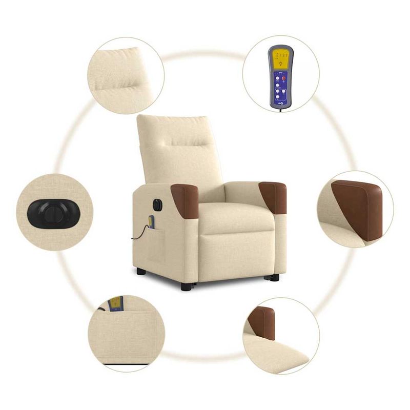Ingrijire personala si Cosmetice - Sanatate si wellness - Articole wellness - Fotolii de masaj - Fotoliu electric de masaj rabatabil cu ridicare, crem, textil - Infinity.ro