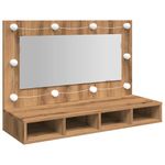 Casa si Gradina - Mobilier - Mobilier baie - Comode baie - Dulap cu oglinda si LED, Artisan Stejar, 90x31,5x62 cm - Infinity.ro
