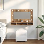 Casa si Gradina - Mobilier - Mobilier baie - Comode baie - Dulap cu oglinda si LED, Artisan Stejar, 90x31,5x62 cm - Infinity.ro