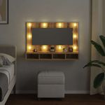 Casa si Gradina - Mobilier - Mobilier baie - Comode baie - Dulap cu oglinda si LED, Artisan Stejar, 90x31,5x62 cm - Infinity.ro