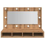 Casa si Gradina - Mobilier - Mobilier baie - Comode baie - Dulap cu oglinda si LED, Artisan Stejar, 90x31,5x62 cm - Infinity.ro
