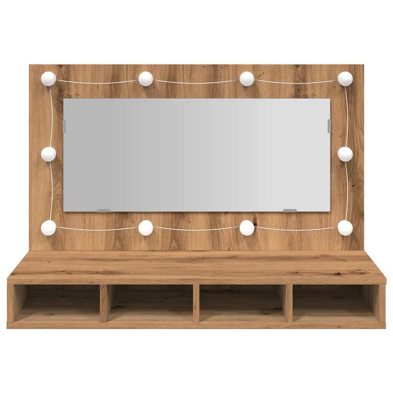 Casa si Gradina - Mobilier - Mobilier baie - Comode baie - Dulap cu oglinda si LED, Artisan Stejar, 90x31,5x62 cm - Infinity.ro