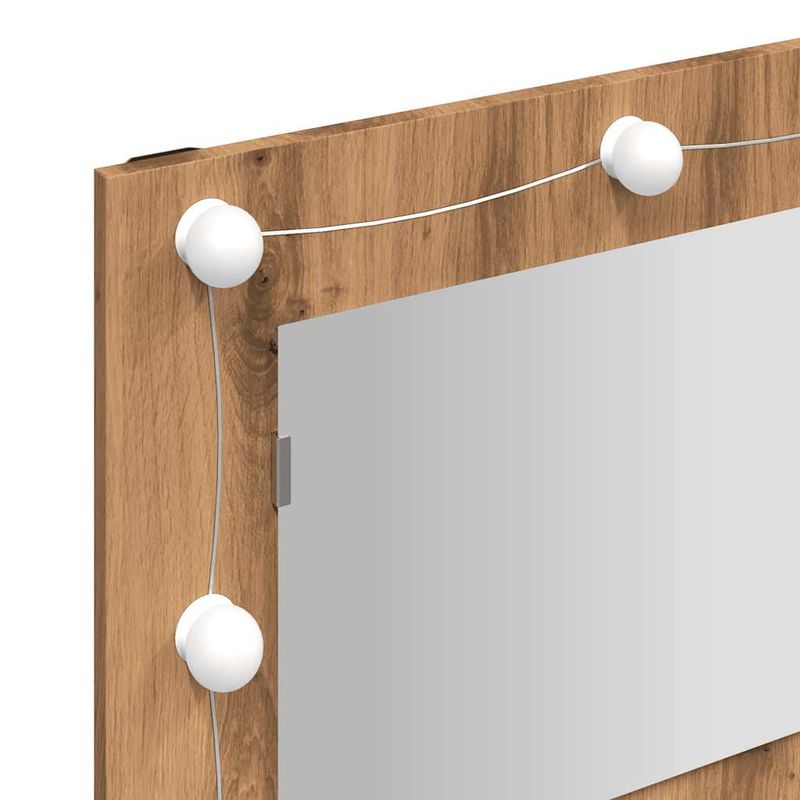 Casa si Gradina - Mobilier - Mobilier baie - Comode baie - Dulap cu oglinda si LED, Artisan Stejar, 90x31,5x62 cm - Infinity.ro