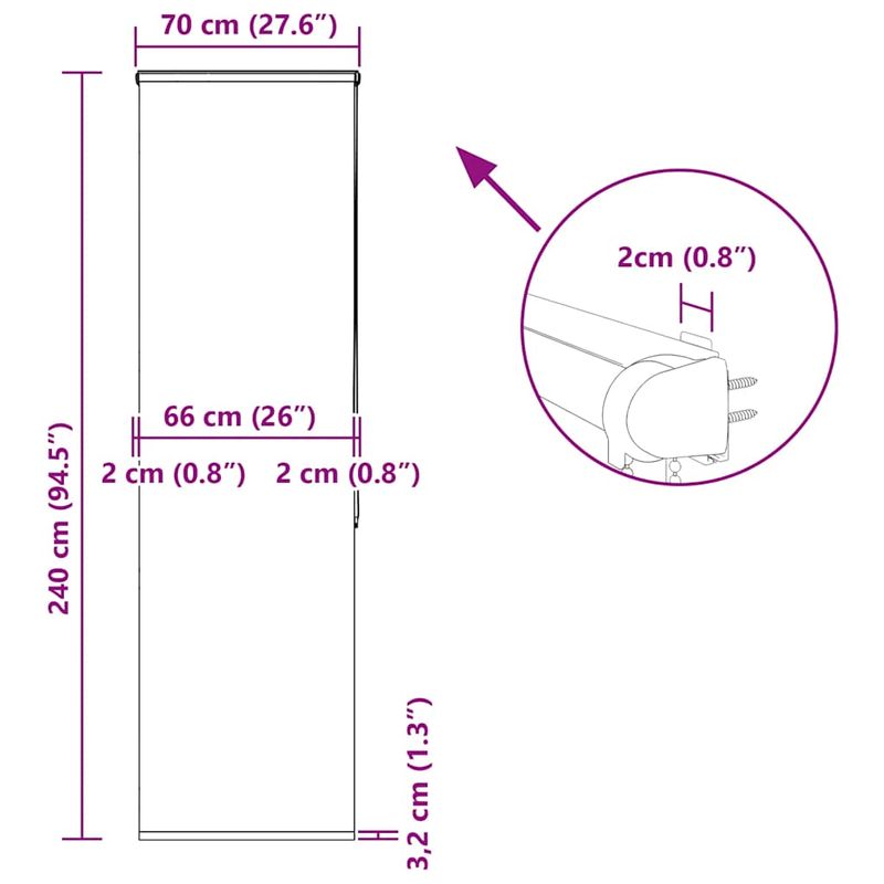 Casa si Gradina - Textile si covoare - Rulouri si jaluzele - Jaluza cu role de dus cu caseta 70x240 cm latime material 66 cm, alb - Infinity.ro