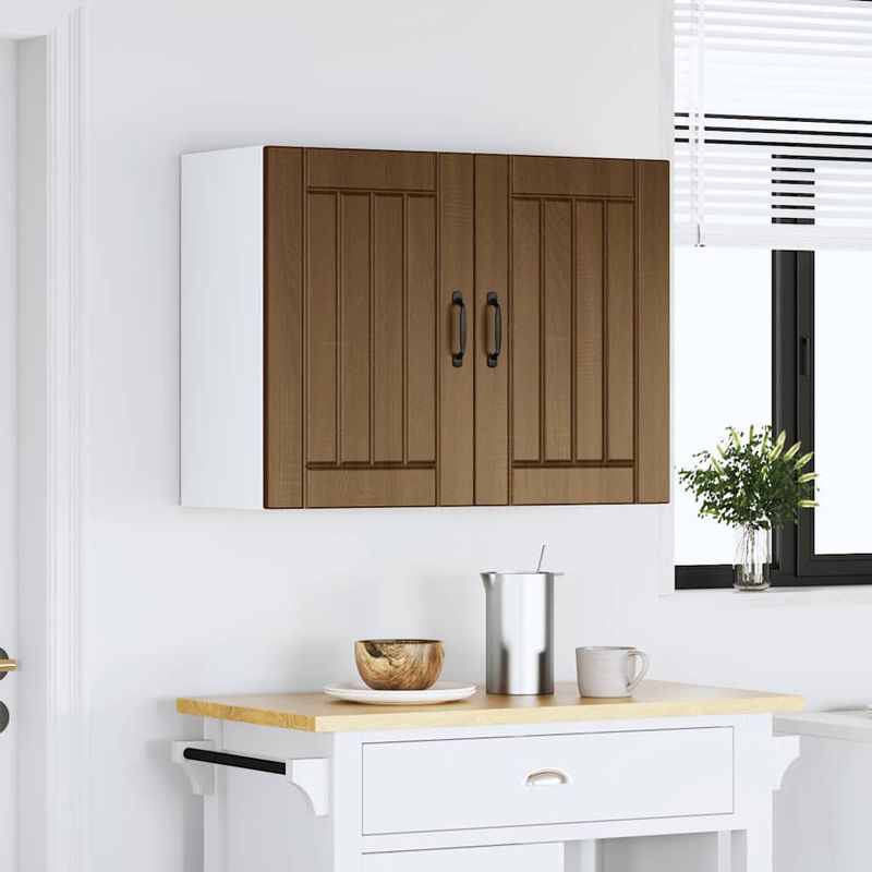 Casa si Gradina - Mobilier - Comode si corpuri - Corpuri bucatarie - Dulap de bucatarie "Lucca" din lemn de stejar maro, mărime 80x31x60 cm, model 1x dulap de perete (2 uși) - Infinity.ro