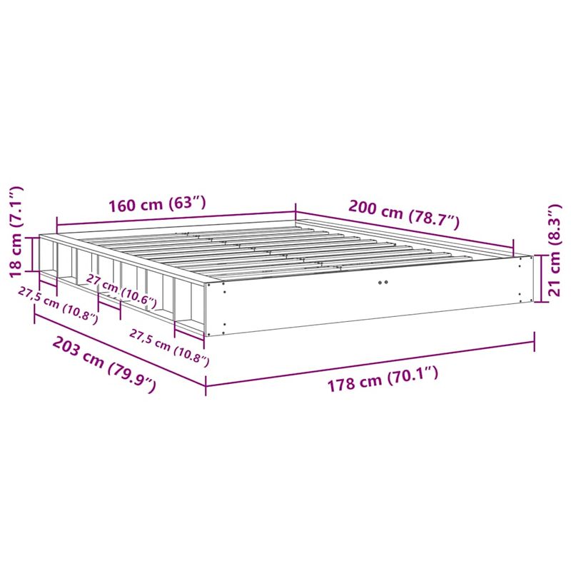 Casa si Gradina - Mobilier - Paturi si accesorii - Paturi - Cadru de pat fara saltea 160x200 cm din lemn masiv de stejar - Infinity.ro