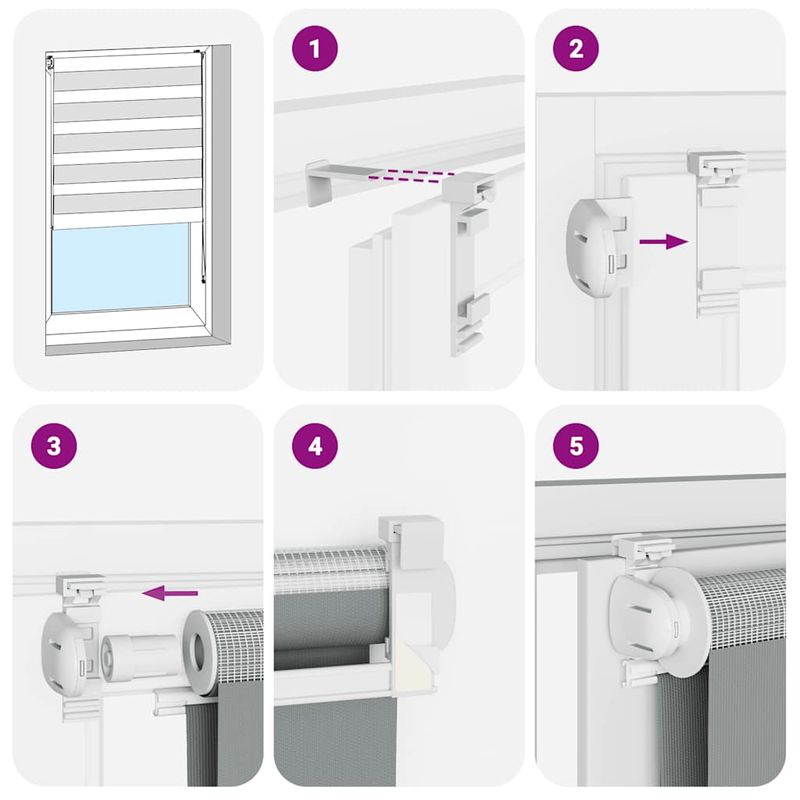 Casa si Gradina - Textile si covoare - Rulouri si jaluzele - Jaluzea tip zebra gri inchis latime tesatura 130,9 cm poliester, mărime 135x150 cm - Infinity.ro