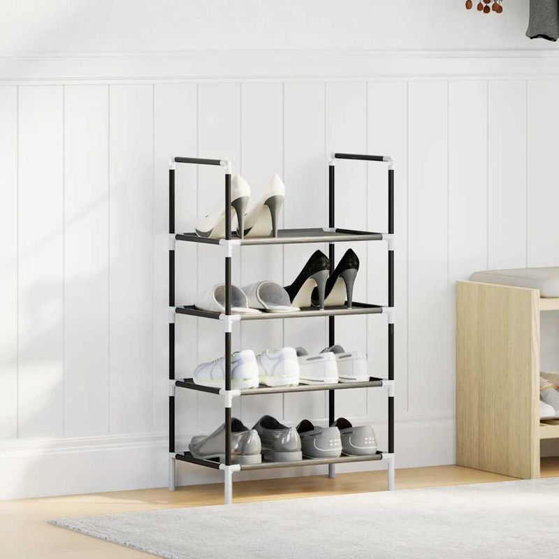 Casa si Gradina - Mobilier - Organizare si depozitare - Organizator incaltaminte - Suport pantofi 4 niveluri negru 44x28x77 cm tesatura netesa - Infinity.ro