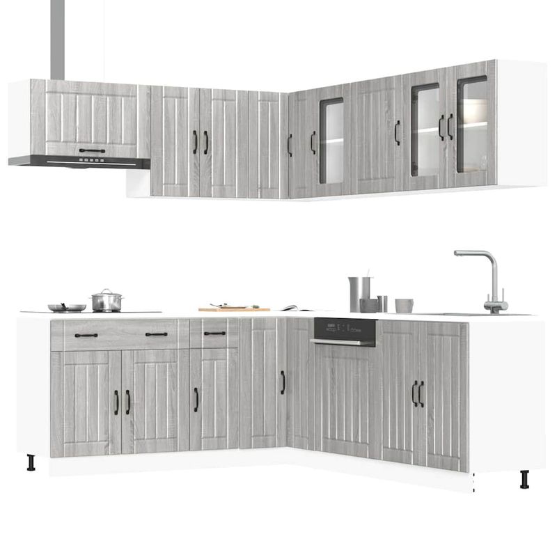 Casa si Gradina - Mobilier - Comode si corpuri - Corpuri bucatarie - Set de dulapuri de bucatarie 11 piese „Lucca” lemn Sonoma gri - Infinity.ro
