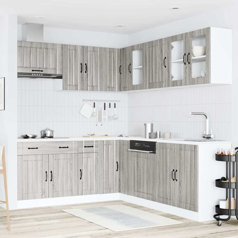 Casa si Gradina - Mobilier - Comode si corpuri - Corpuri bucatarie - Set de dulapuri de bucatarie 11 piese „Lucca” lemn Sonoma gri - Infinity.ro