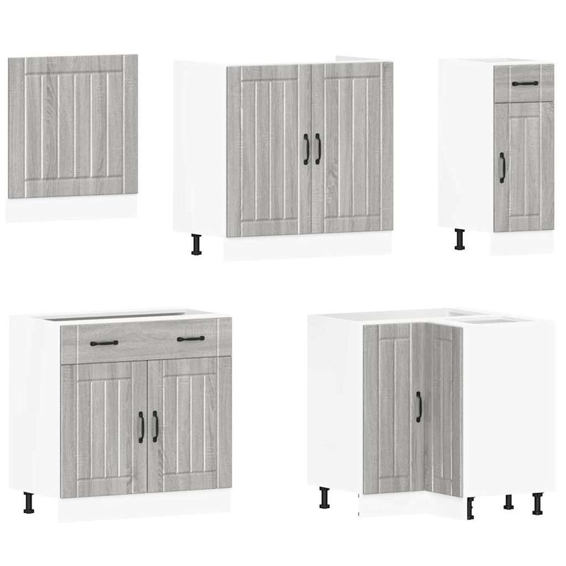 Casa si Gradina - Mobilier - Comode si corpuri - Corpuri bucatarie - Set de dulapuri de bucatarie 11 piese „Lucca” lemn Sonoma gri - Infinity.ro