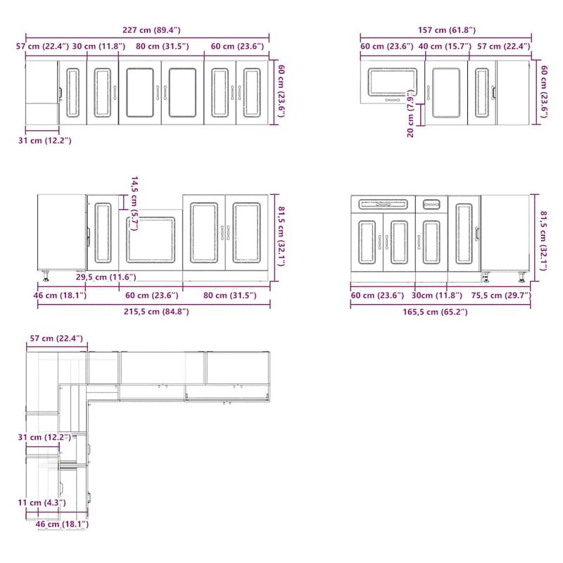 Casa si Gradina - Mobilier - Comode si corpuri - Corpuri bucatarie - Set de dulapuri de bucatarie 11 piese „Lucca” lemn Sonoma gri - Infinity.ro