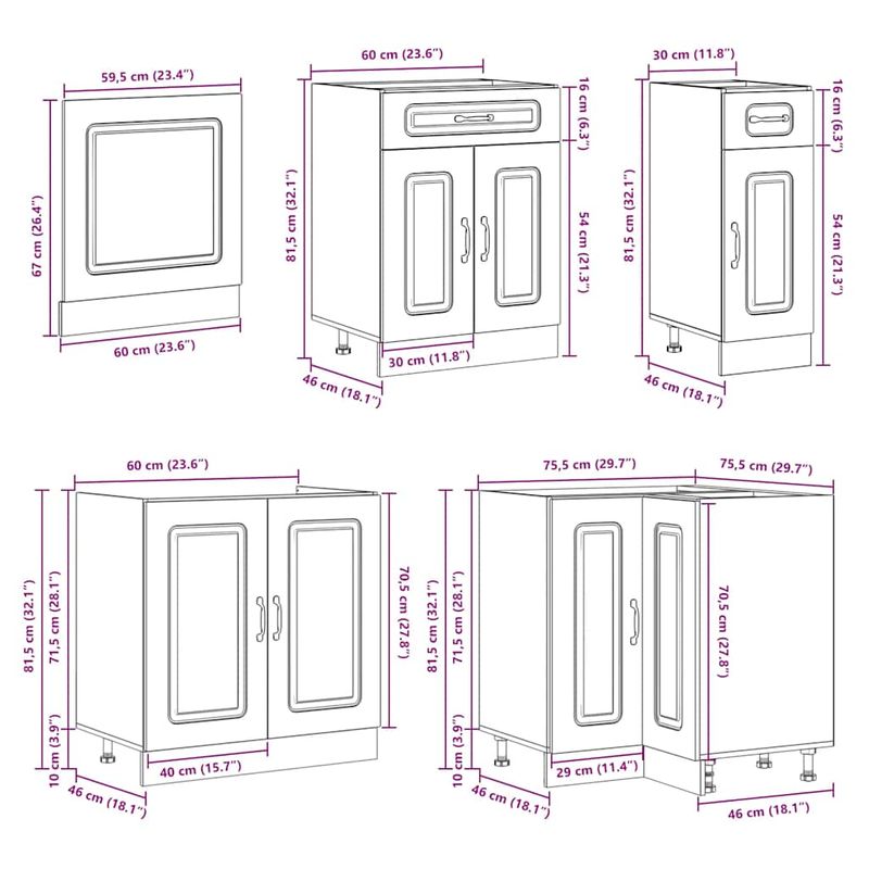 Casa si Gradina - Mobilier - Comode si corpuri - Corpuri bucatarie - Set de dulapuri de bucatarie 11 piese „Lucca” lemn Sonoma gri - Infinity.ro