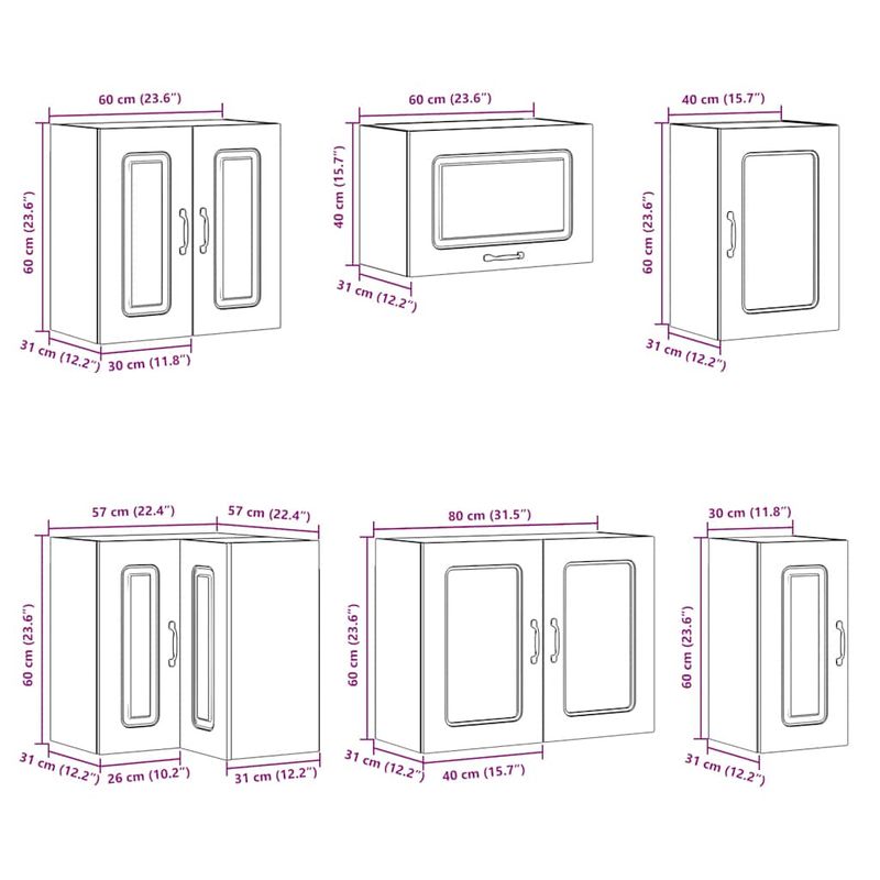 Casa si Gradina - Mobilier - Comode si corpuri - Corpuri bucatarie - Set de dulapuri de bucatarie 11 piese „Lucca” lemn Sonoma gri - Infinity.ro