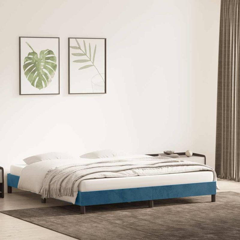 Casa si Gradina - Mobilier - Paturi si accesorii - Paturi - Cadru de pat fara saltea Albastru inchis 180x220 cm catifea - Infinity.ro