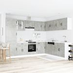 Casa si Gradina - Mobilier - Comode si corpuri - Corpuri bucatarie - Set dulapuri de bucatarie 14 piese „Lucca” gri beton Lemn - Infinity.ro