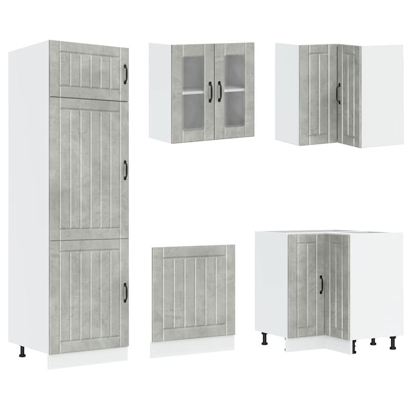 Casa si Gradina - Mobilier - Comode si corpuri - Corpuri bucatarie - Set dulapuri de bucatarie 14 piese „Lucca” gri beton Lemn - Infinity.ro