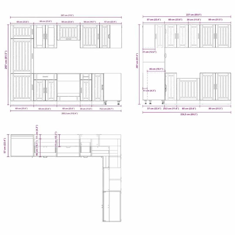 Casa si Gradina - Mobilier - Comode si corpuri - Corpuri bucatarie - Set dulapuri de bucatarie 14 piese „Lucca” gri beton Lemn - Infinity.ro